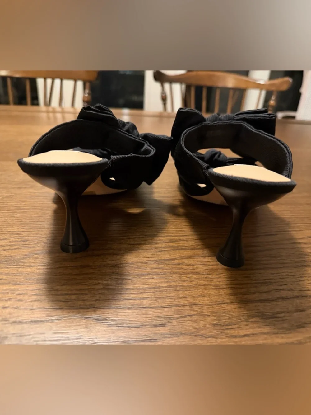 NWB ANTONIO MELANI Ophelia Fabric Black Bow Mules Sandals Size 8 - Picture 6 of 7